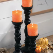Candle Holder Pillar Black