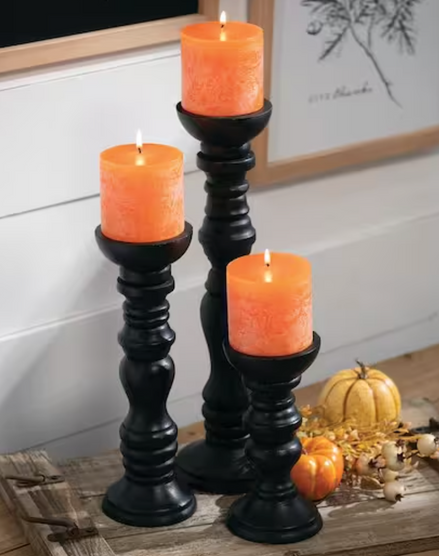 Candle Holder Pillar Black