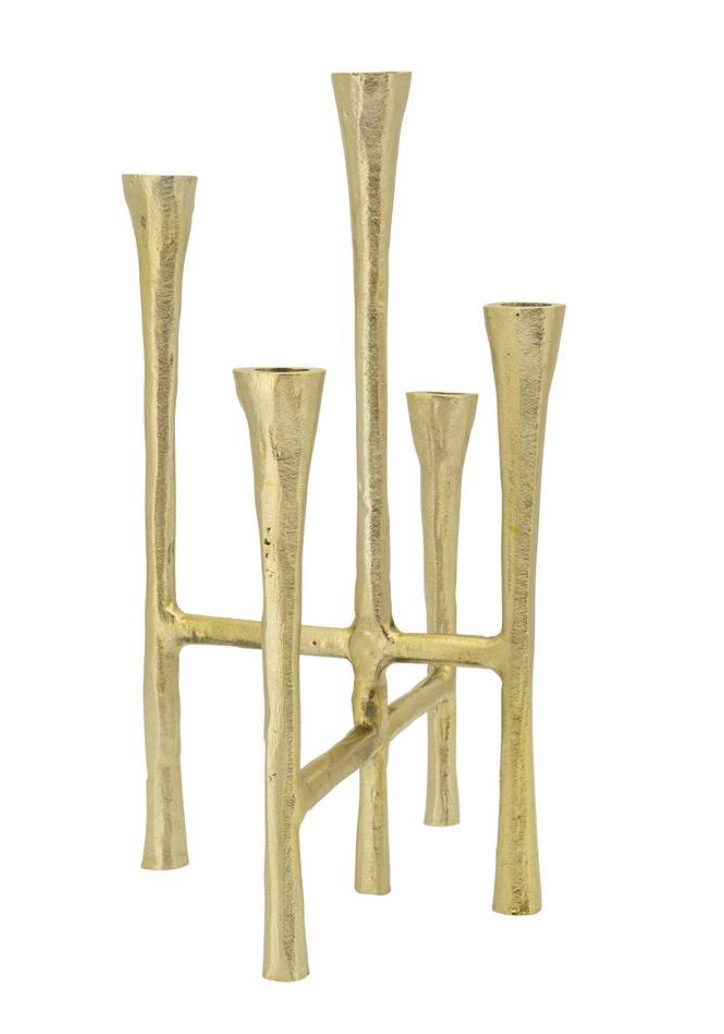Candlestick- 5 Candle Stand Gold SH 14”