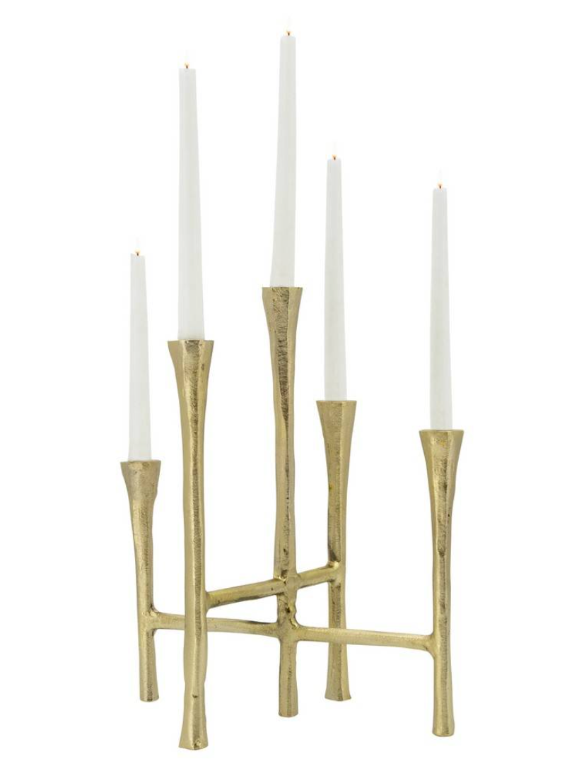 Candlestick- 5 Candle Stand Gold SH 14”