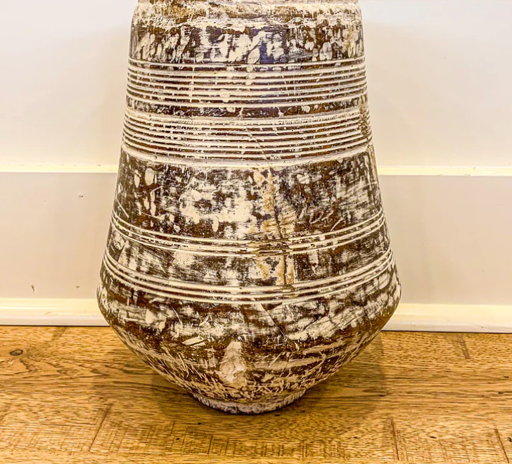 Whitewash Wood Carved Vases GO