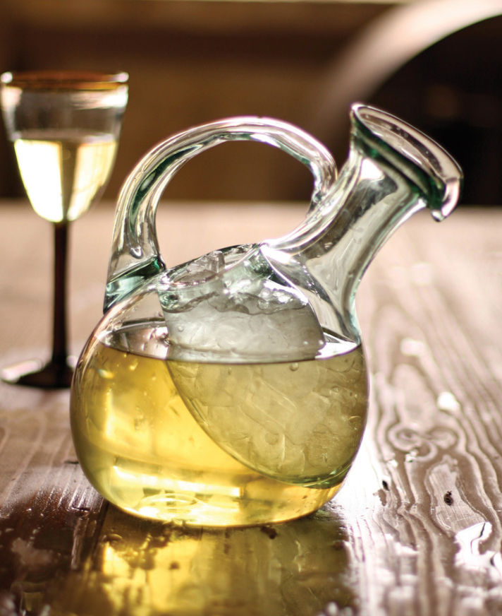Wine Decanter Tilted Clear w/ Ice Pocket