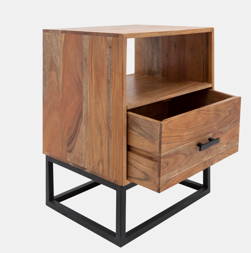 24" Wood/Metal Side Table