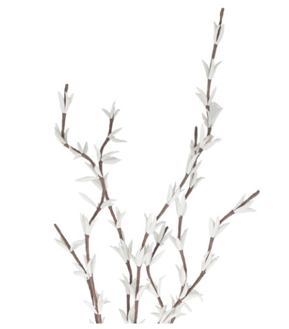 59" White Budded Floral Branch