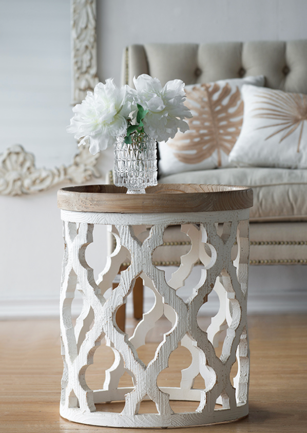 Distressed White Side Table