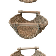 Tray-Decorative Seagrass/Metal w/ Wood Handles