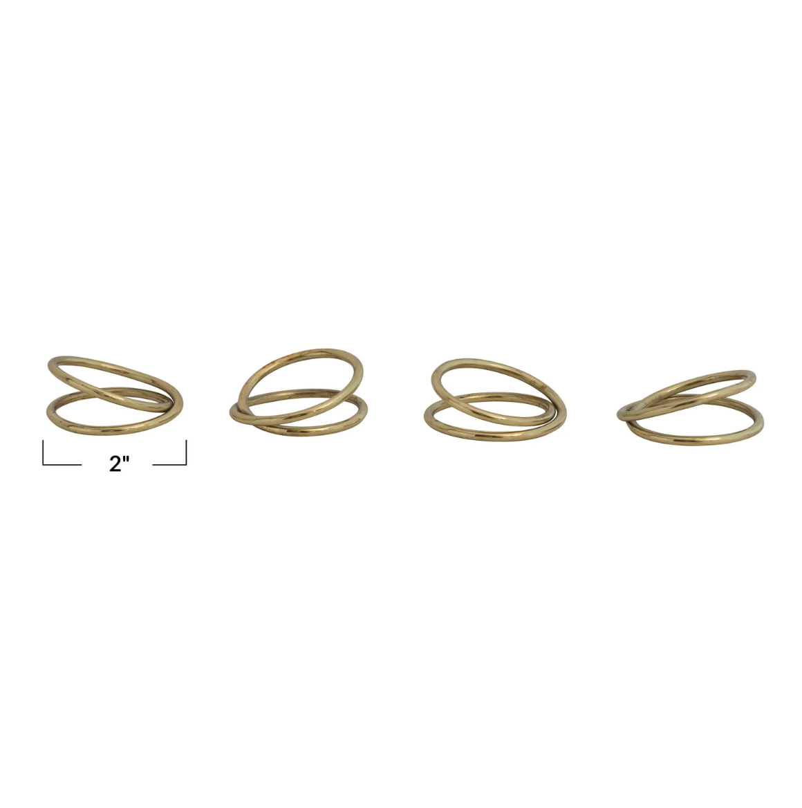 Brass Napkin Rings on Leather Tie, Set of 4