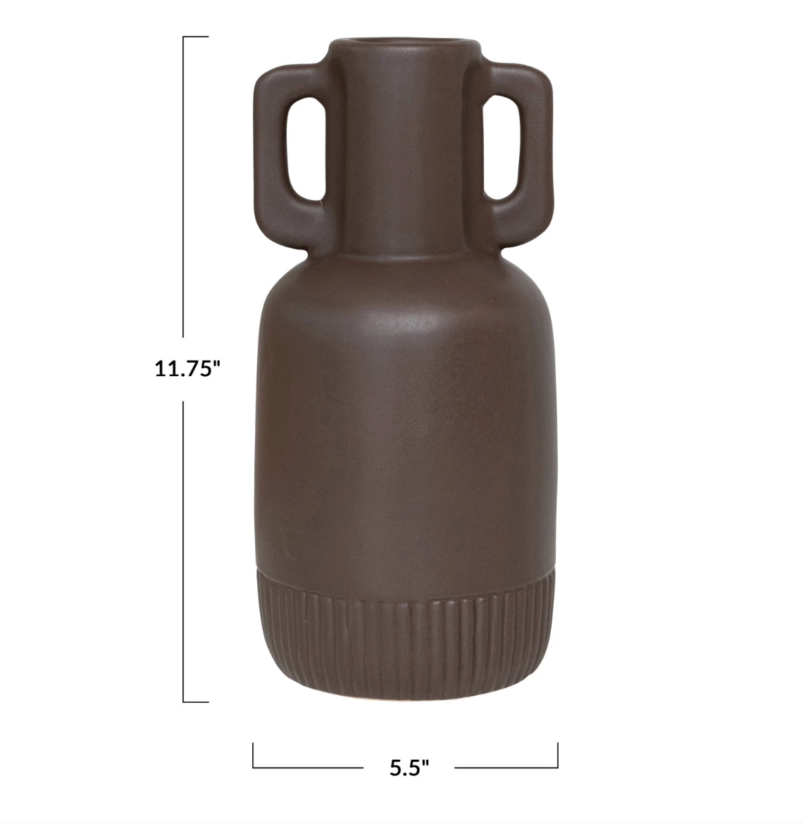 Ceramic Brown Vase w/ Handles