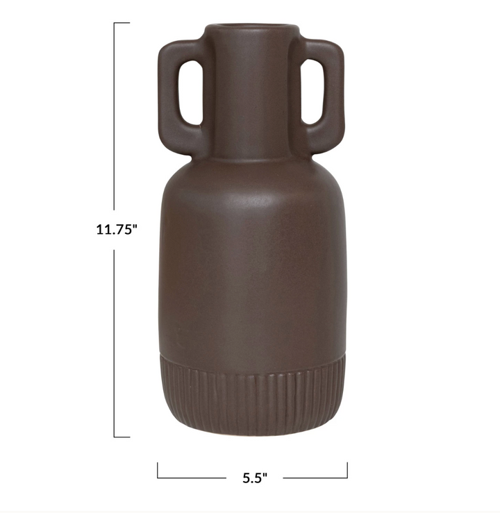 Ceramic Brown Vase w/ Handles