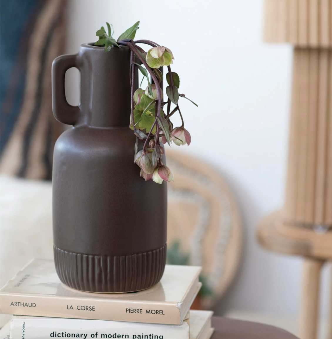 Ceramic Brown Vase w/ Handles
