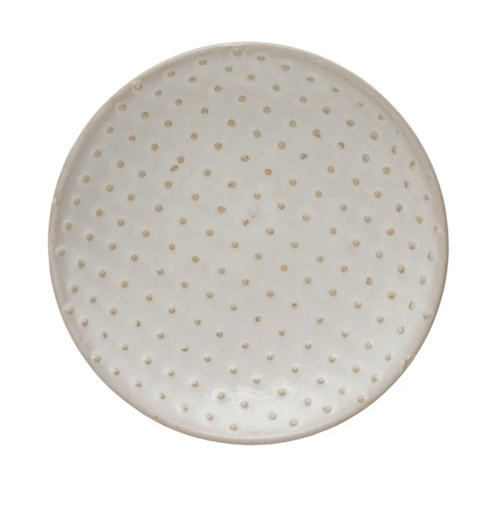 Dinnerware Embossed Stoneware Hobnail Plate, Reactive Glaze