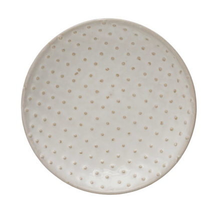 Dinnerware Embossed Stoneware Hobnail Plate, Reactive Glaze