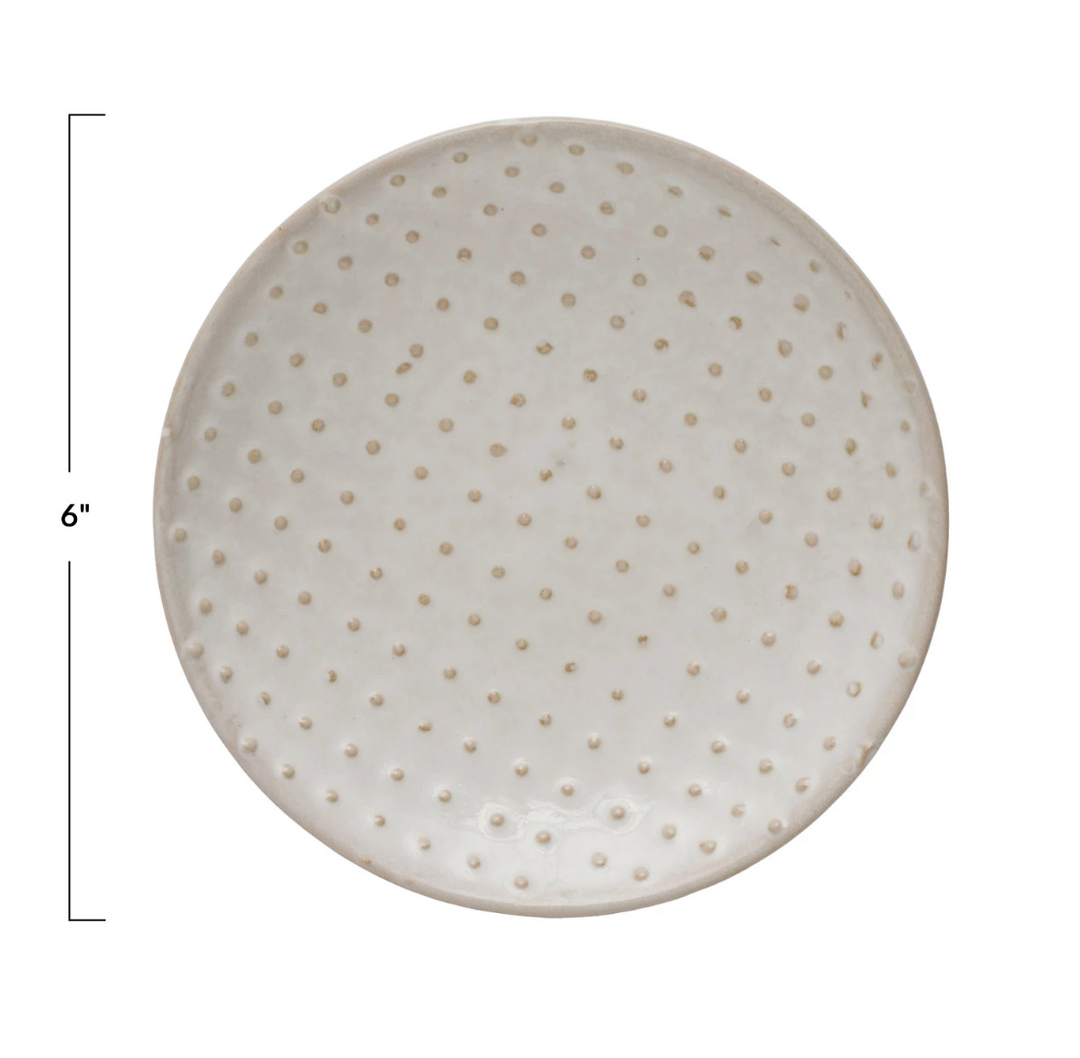 Dinnerware Embossed Stoneware Hobnail Plate, Reactive Glaze