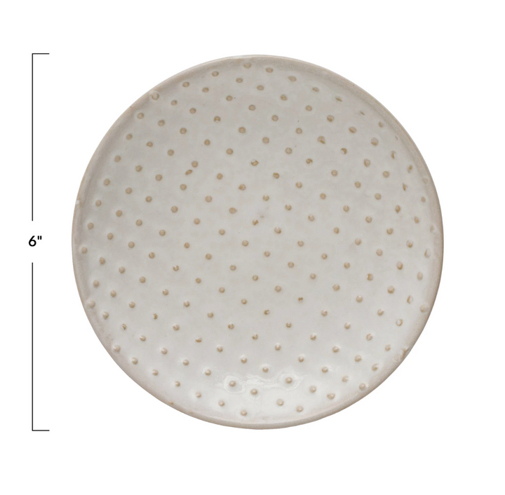 Dinnerware Embossed Stoneware Hobnail Plate, Reactive Glaze