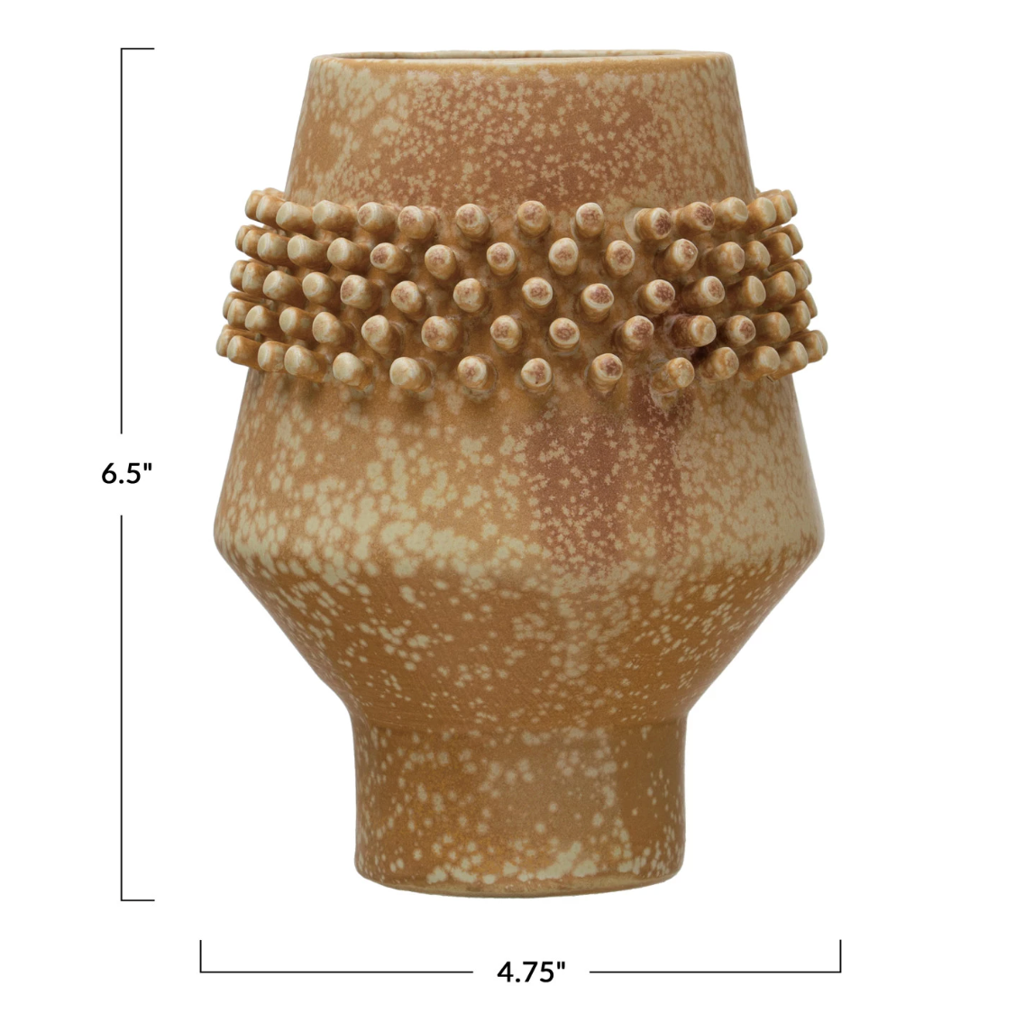 Stoneware Vase w/ Raised Dots 6.5", Reactive Glaze