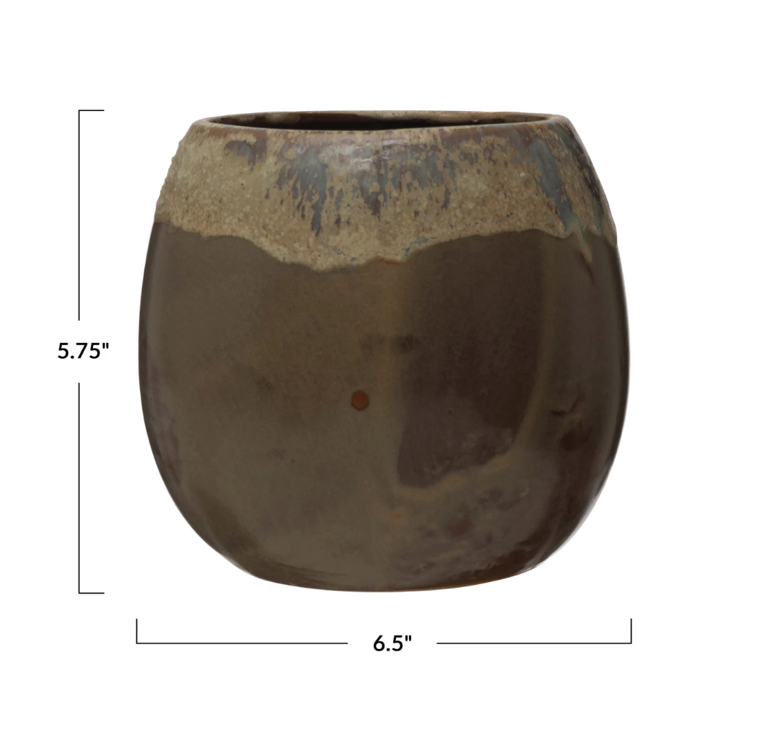 Stoneware Planter, Reactive Glaze (Holds 5" Pot)