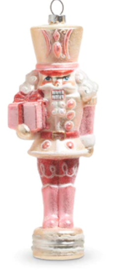 Glittered Pink Nutcracker Ornament