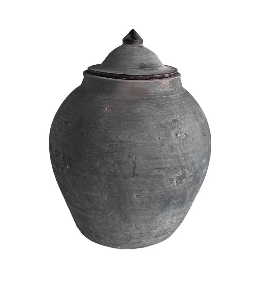 Lidded Village Jar