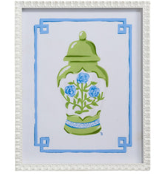 16" Floral Ginger Jar Framed Wall Art