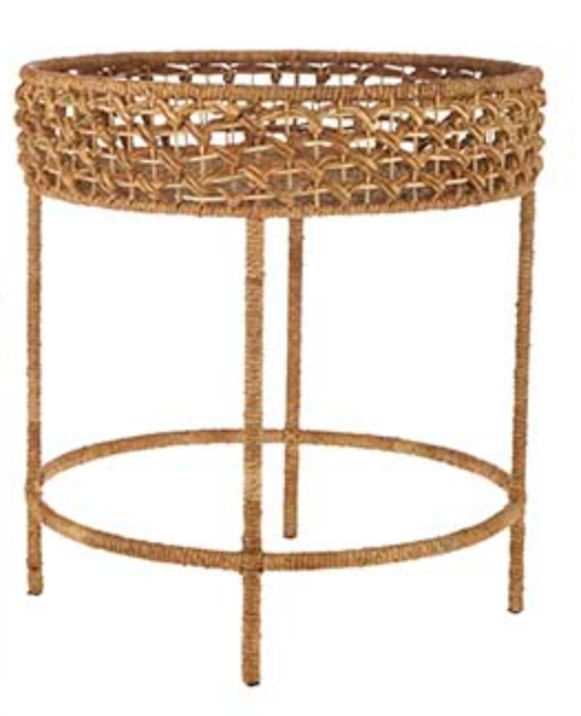 Woven Rattan Accent Table