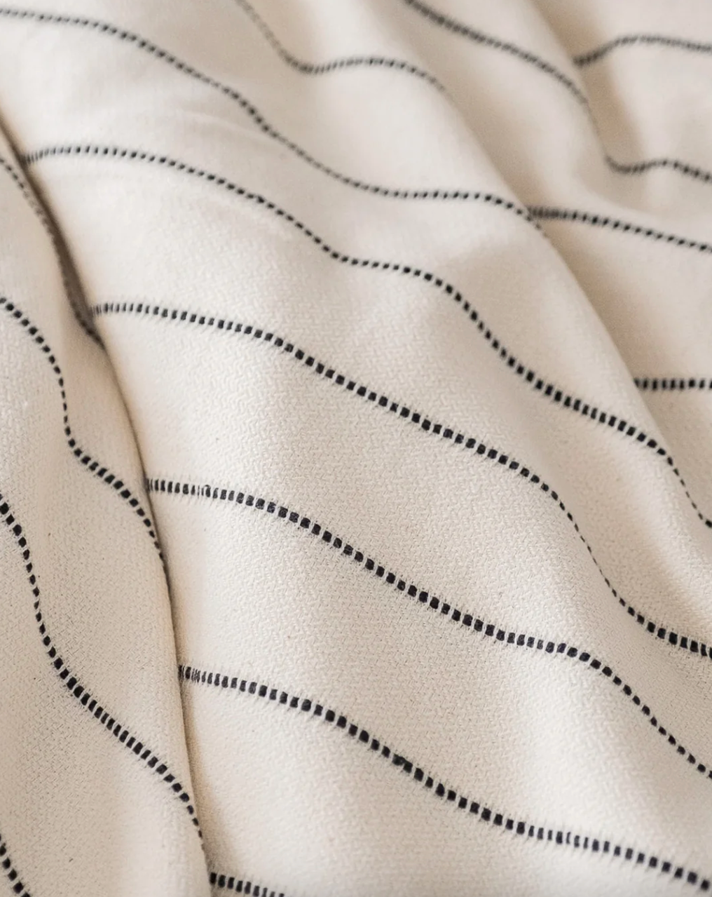 Smooth Cotton Ivory Bed Blanket with Stripes