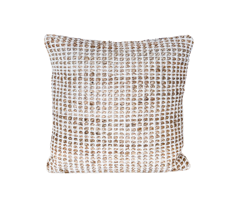 Cotton Cushion W/ Jute Checkered Pillow