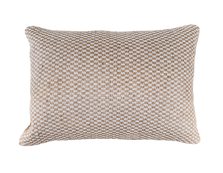 Tan & Cream Jute Check Pillow KK