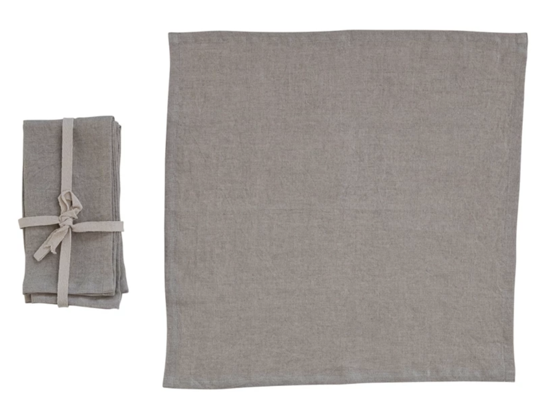 Set of 4 Stonewashed Linen Napkins