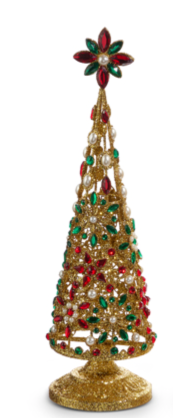 Pearl and Jeweled Trees with Gold Glitter