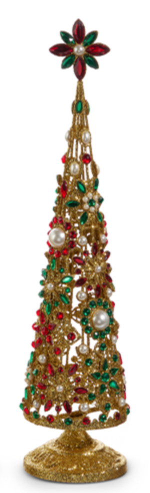 Pearl and Jeweled Trees with Gold Glitter