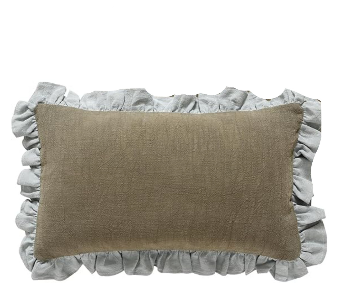 Blue Ruffle Bolster Pillow