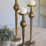 Antique Brass Finish Candle Stands