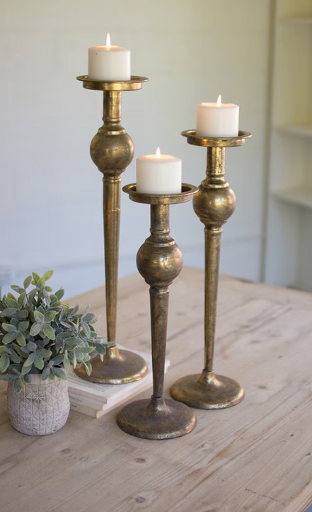Antique Brass Finish Candle Stands
