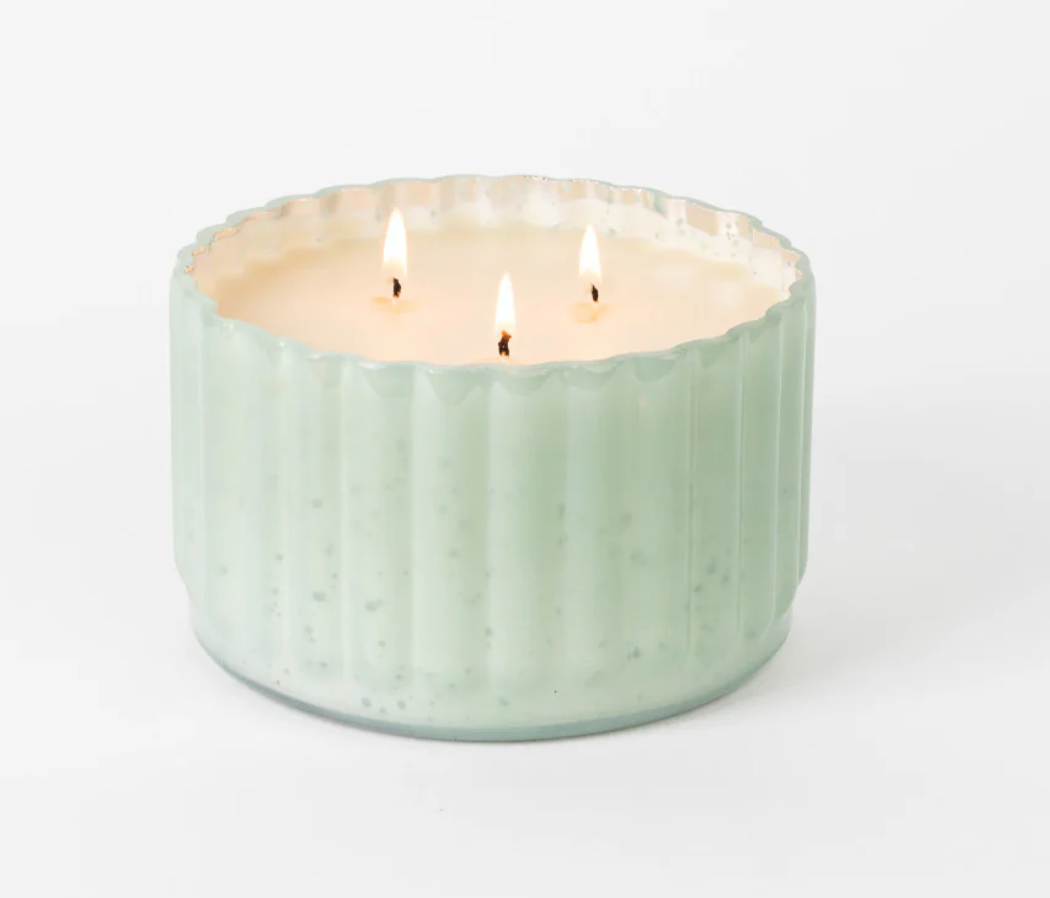 Sweet Grace Green Ribbed 3 Wick Candle
