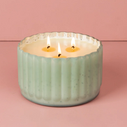 Sweet Grace Green Ribbed 3 Wick Candle