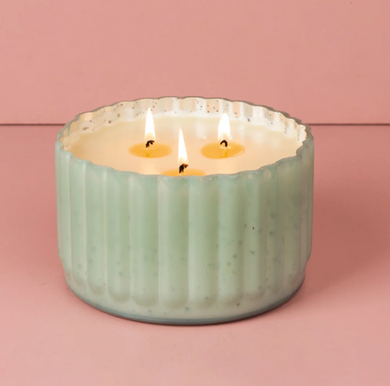 Sweet Grace Green Ribbed 3 Wick Candle