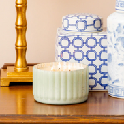 Sweet Grace Green Ribbed 3 Wick Candle