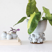 Terra-cotta Footed Vase w/ Raised Dots