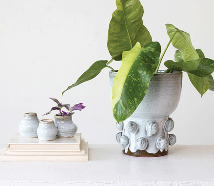 Terra-cotta Footed Vase w/ Raised Dots