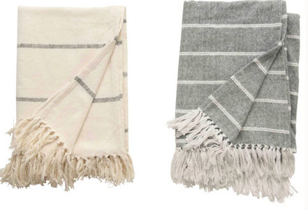 Striped Throw with Fringe