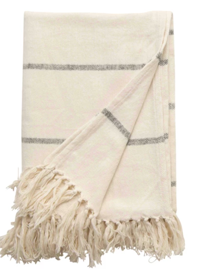 Striped Throw with Fringe