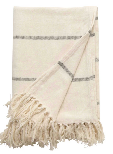 Striped Throw with Fringe