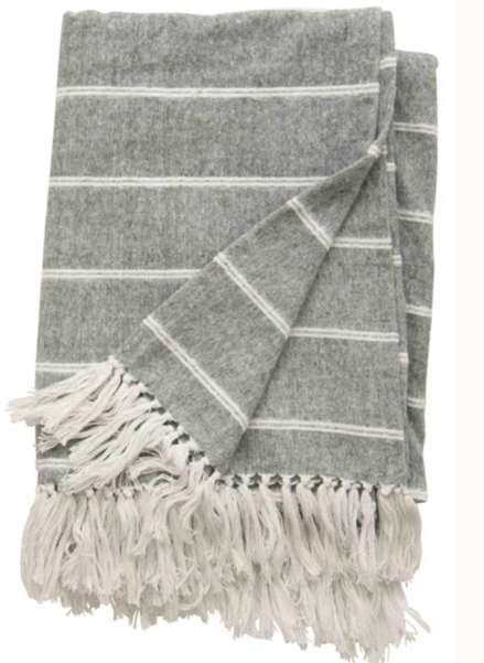 Striped Throw with Fringe