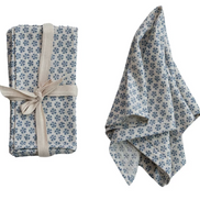 Cotton & Linen Napkins w/ Block Print Pattern