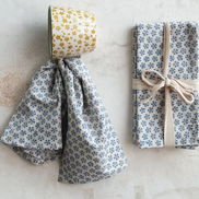 Cotton & Linen Napkins w/ Block Print Pattern