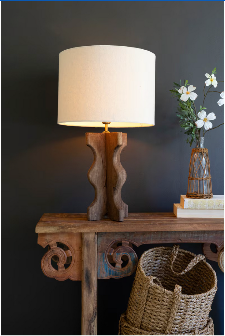 Wavy Mango Wood Table Lamp