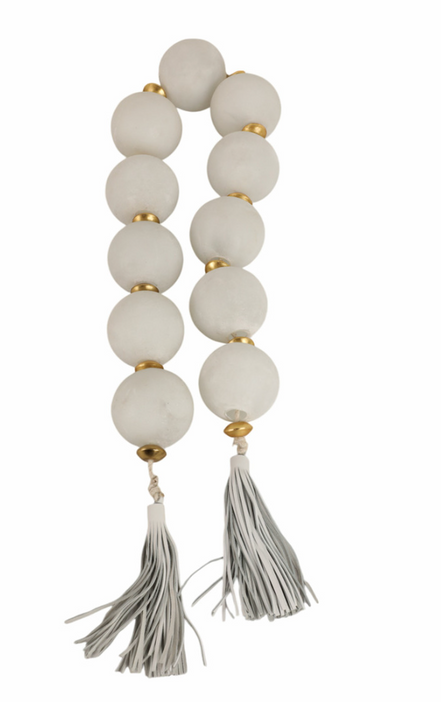 56" Camas White Glass Garland w/ Tassel