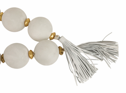 56" Camas White Glass Garland w/ Tassel