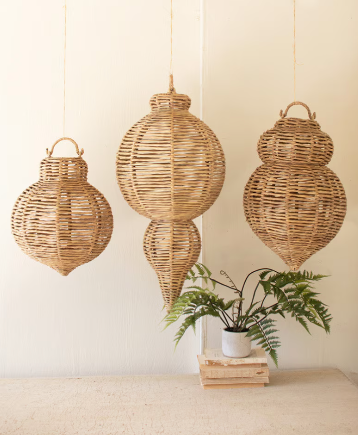 Woven Seagrass and Iron Ornament