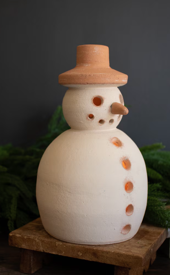 Ivory and Terracotta Snowman